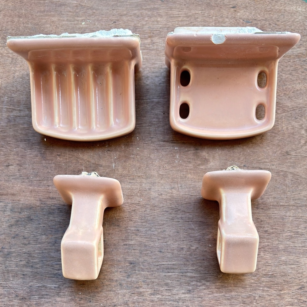 Vintage Pink Ceramic Bathroom Fixtures.